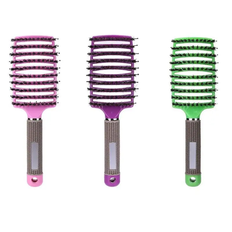 Hair Scalp Massage Comb Hairbrush Bristle Curly Anti Static Hair Brush for Salon