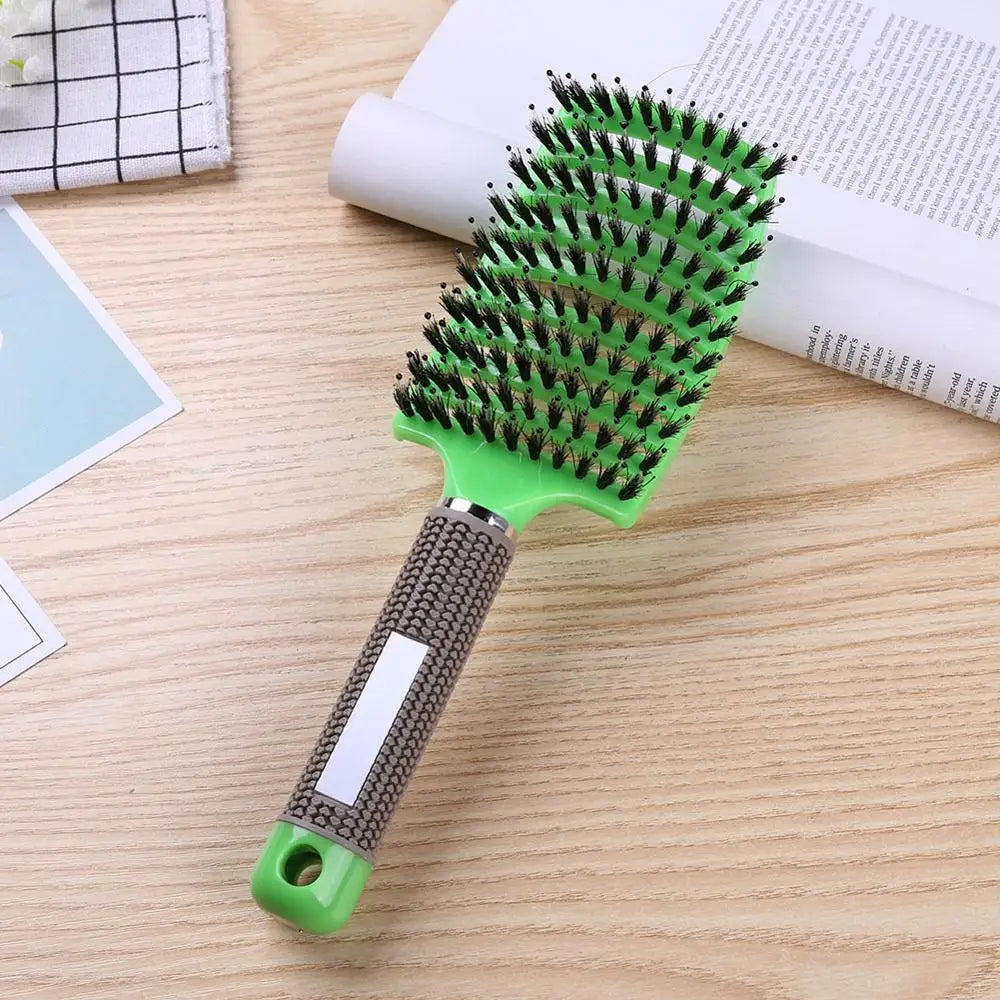 Hair Scalp Massage Comb Hairbrush Bristle Curly Anti Static Hair Brush for Salon