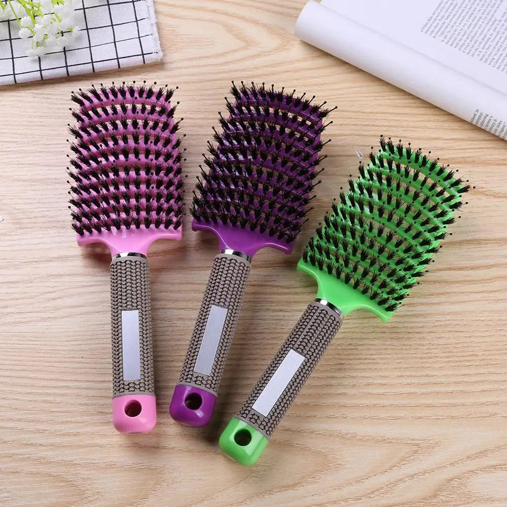 Hair Scalp Massage Comb Hairbrush Bristle Curly Anti Static Hair Brush for Salon