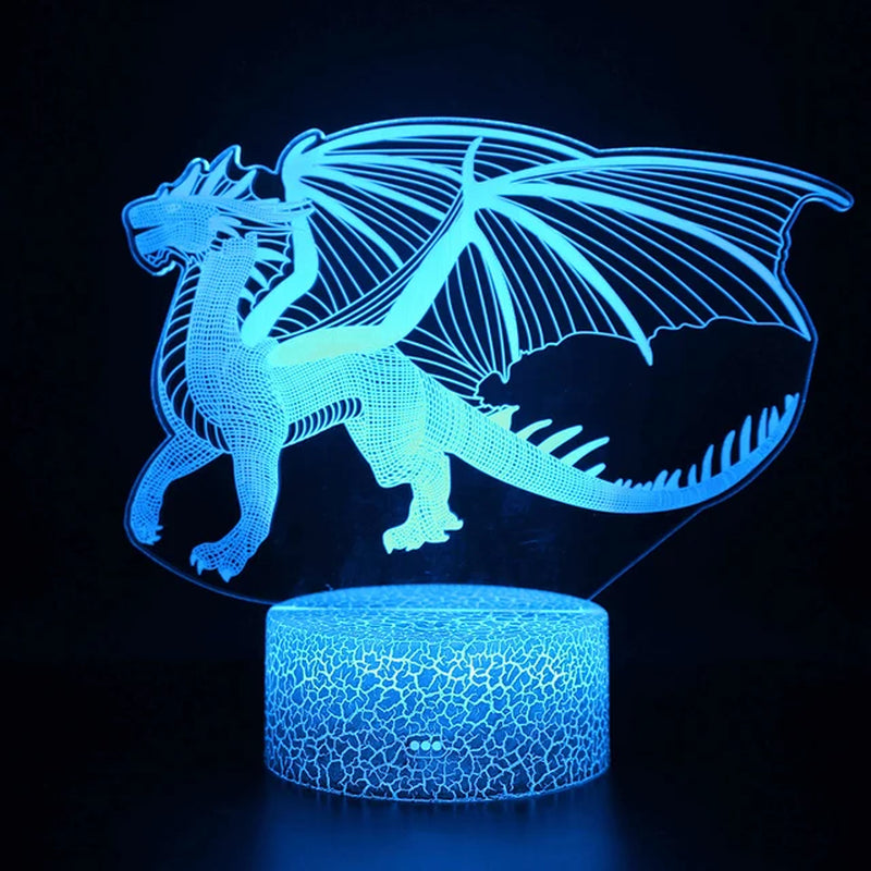 16 Colors 3D LED Night Light Remote and Touch Control LED Lamp Bedroom Decor Desk Setup Lighting Kids Gift Dragon Night Lights