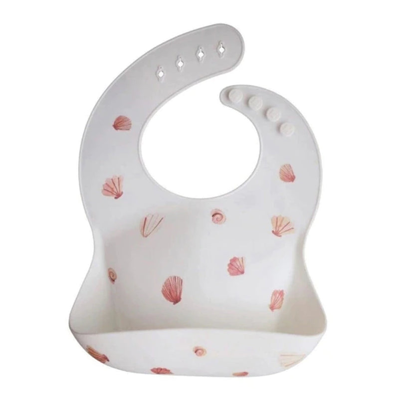 Cartoon Printing Baby Bibs Waterproof Soft Silicone Baby Feeding Catcher Adjustable Roll up Food Pocket for Infants Newborn Boys