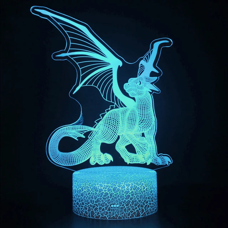 16 Colors 3D LED Night Light Remote and Touch Control LED Lamp Bedroom Decor Desk Setup Lighting Kids Gift Dragon Night Lights