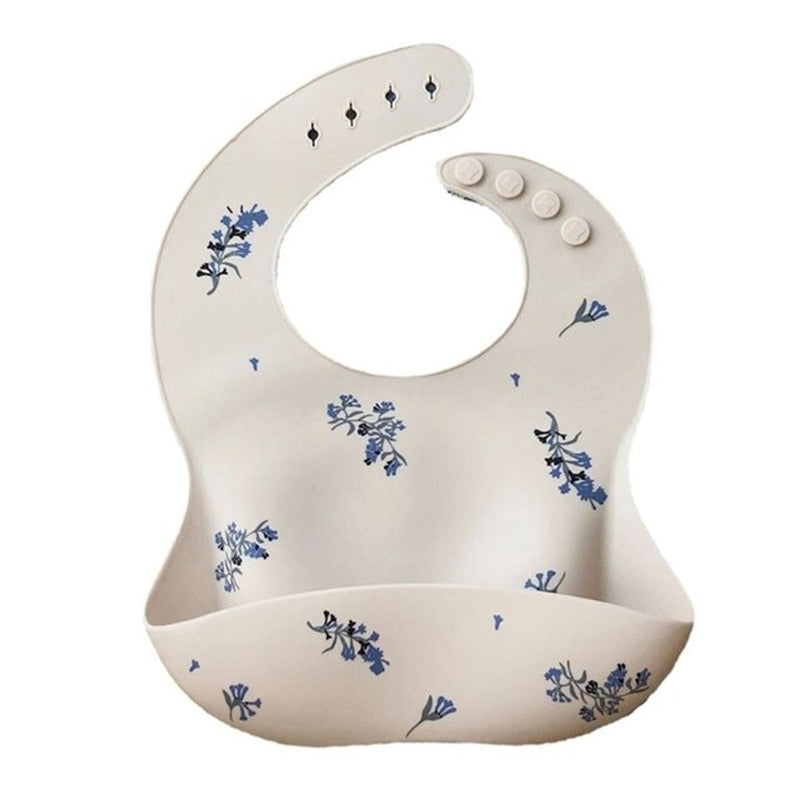 Cartoon Printing Baby Bibs Waterproof Soft Silicone Baby Feeding Catcher Adjustable Roll up Food Pocket for Infants Newborn Boys