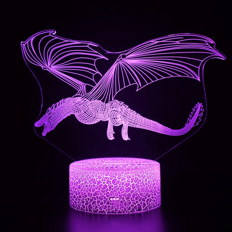 16 Colors 3D LED Night Light Remote and Touch Control LED Lamp Bedroom Decor Desk Setup Lighting Kids Gift Dragon Night Lights