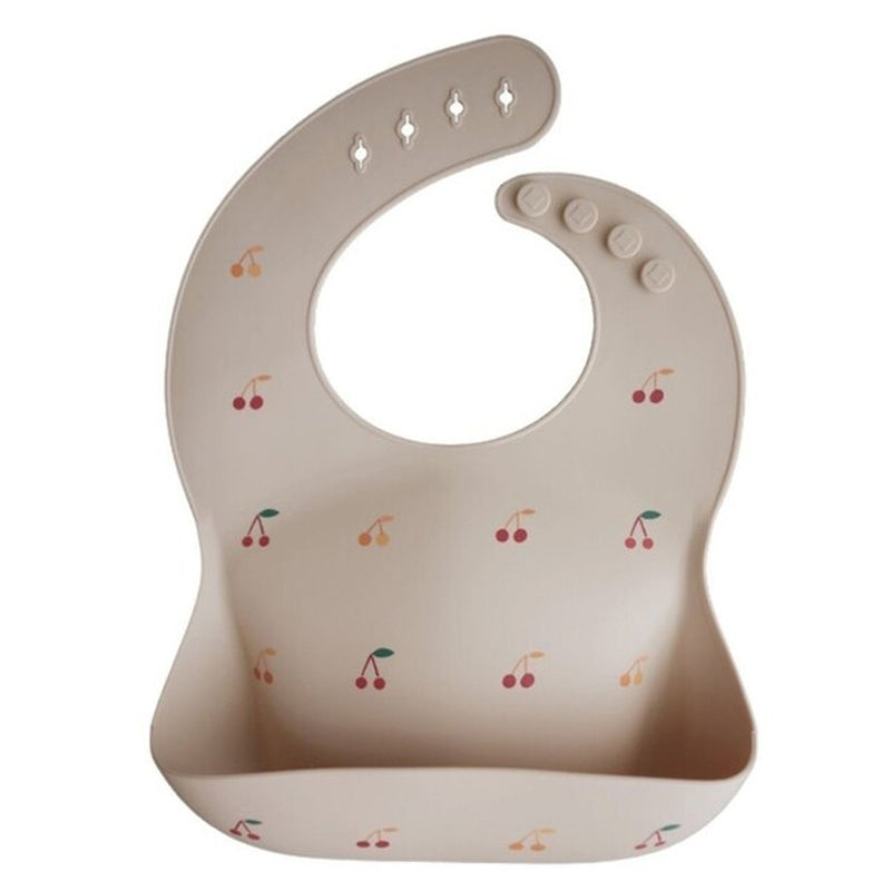 Cartoon Printing Baby Bibs Waterproof Soft Silicone Baby Feeding Catcher Adjustable Roll up Food Pocket for Infants Newborn Boys